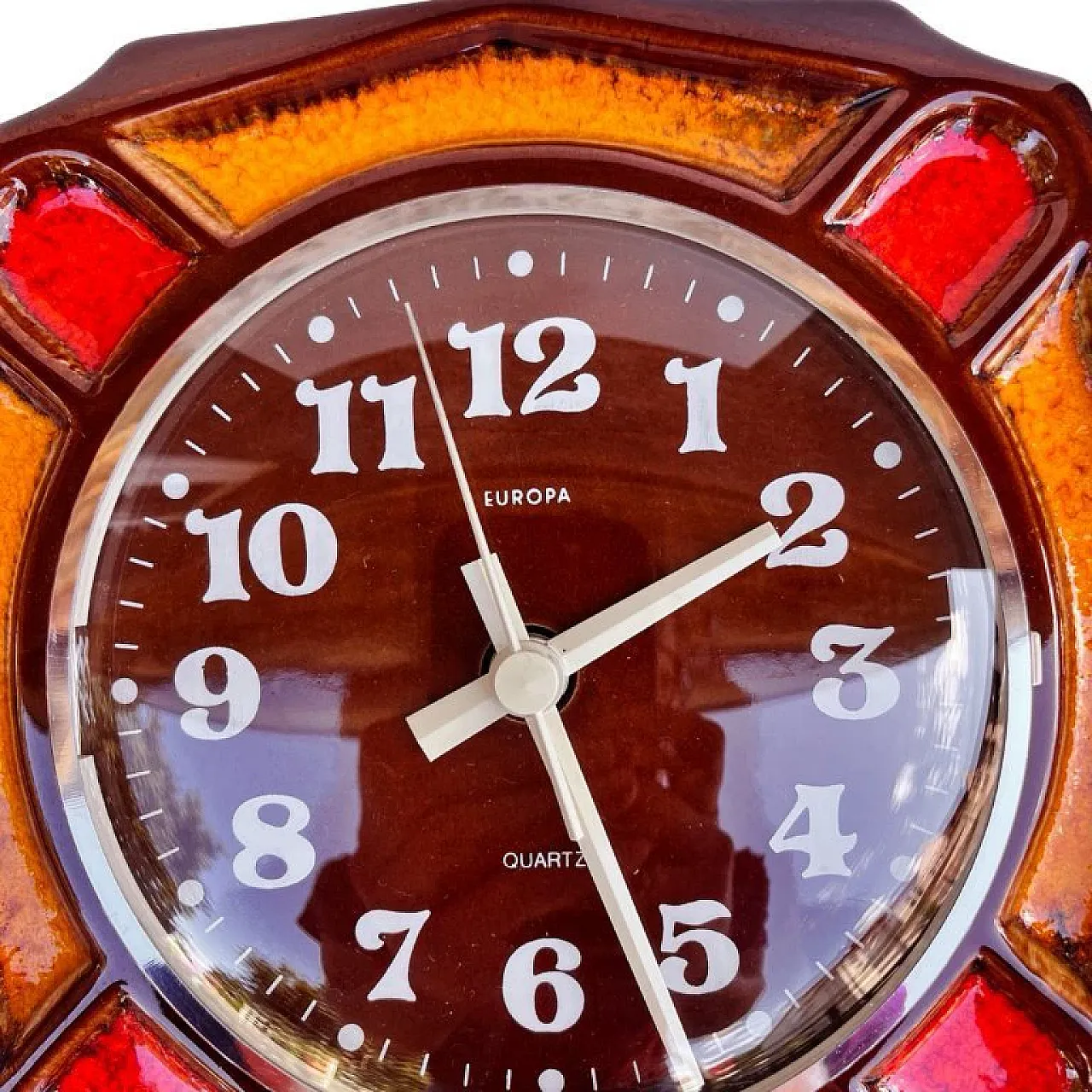 Kitchen Wall Clock in ceramic frame, 1970s 6