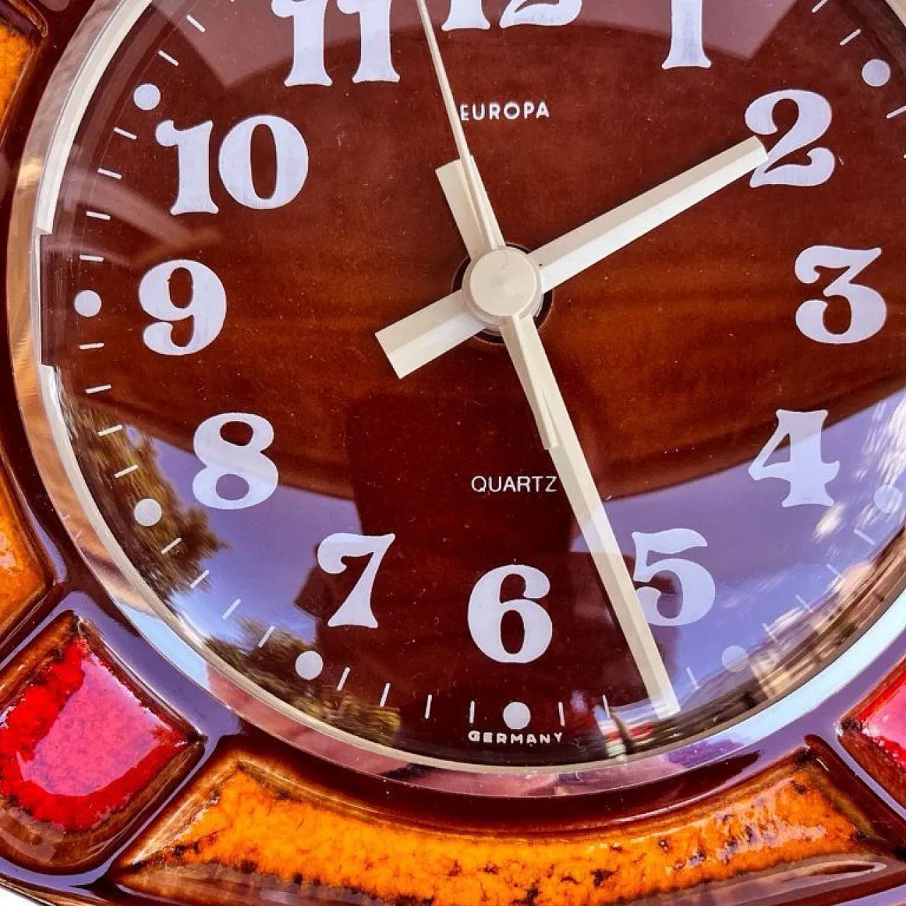 Kitchen Wall Clock in ceramic frame, 1970s 7
