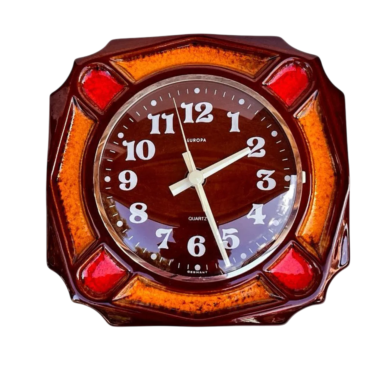 Kitchen Wall Clock in ceramic frame, 1970s 12