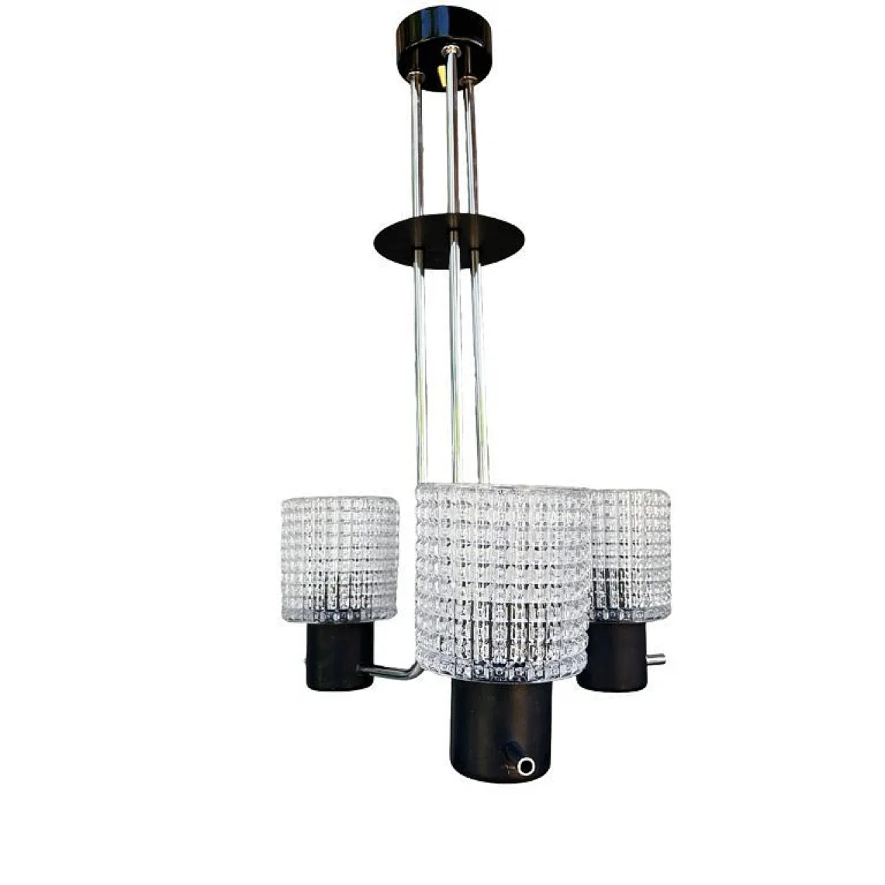 Lampada a sospensione in vetro goffrato, anni '70 8