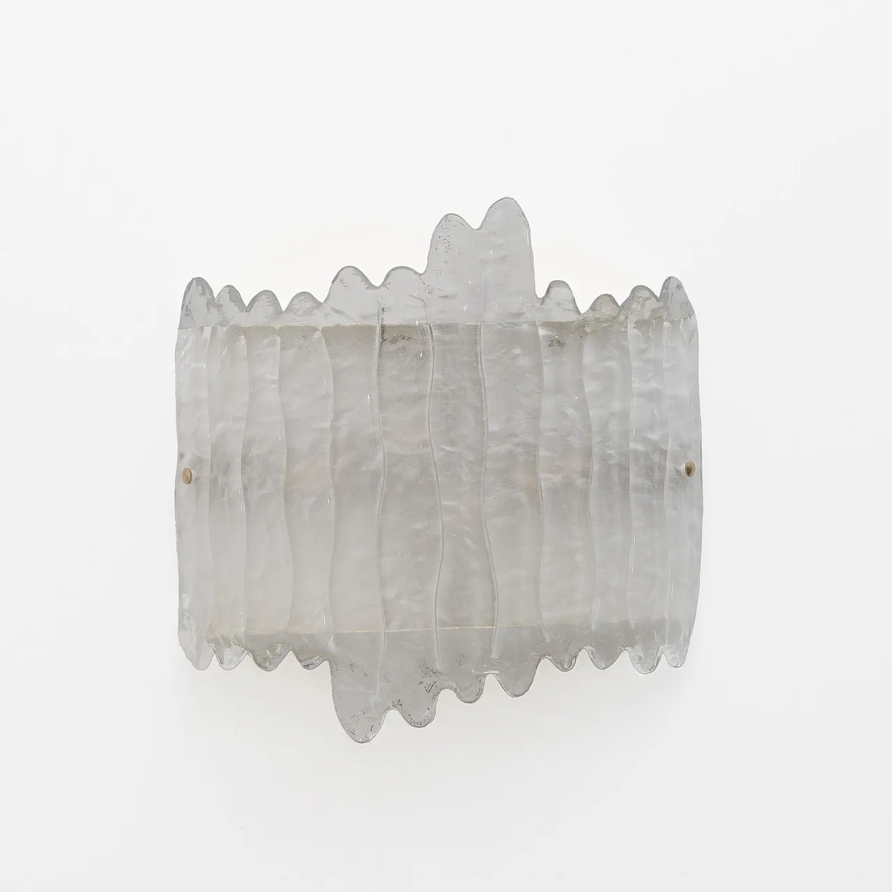 Pair of Murano glass and brass glacier wall sconces, 20th century 2