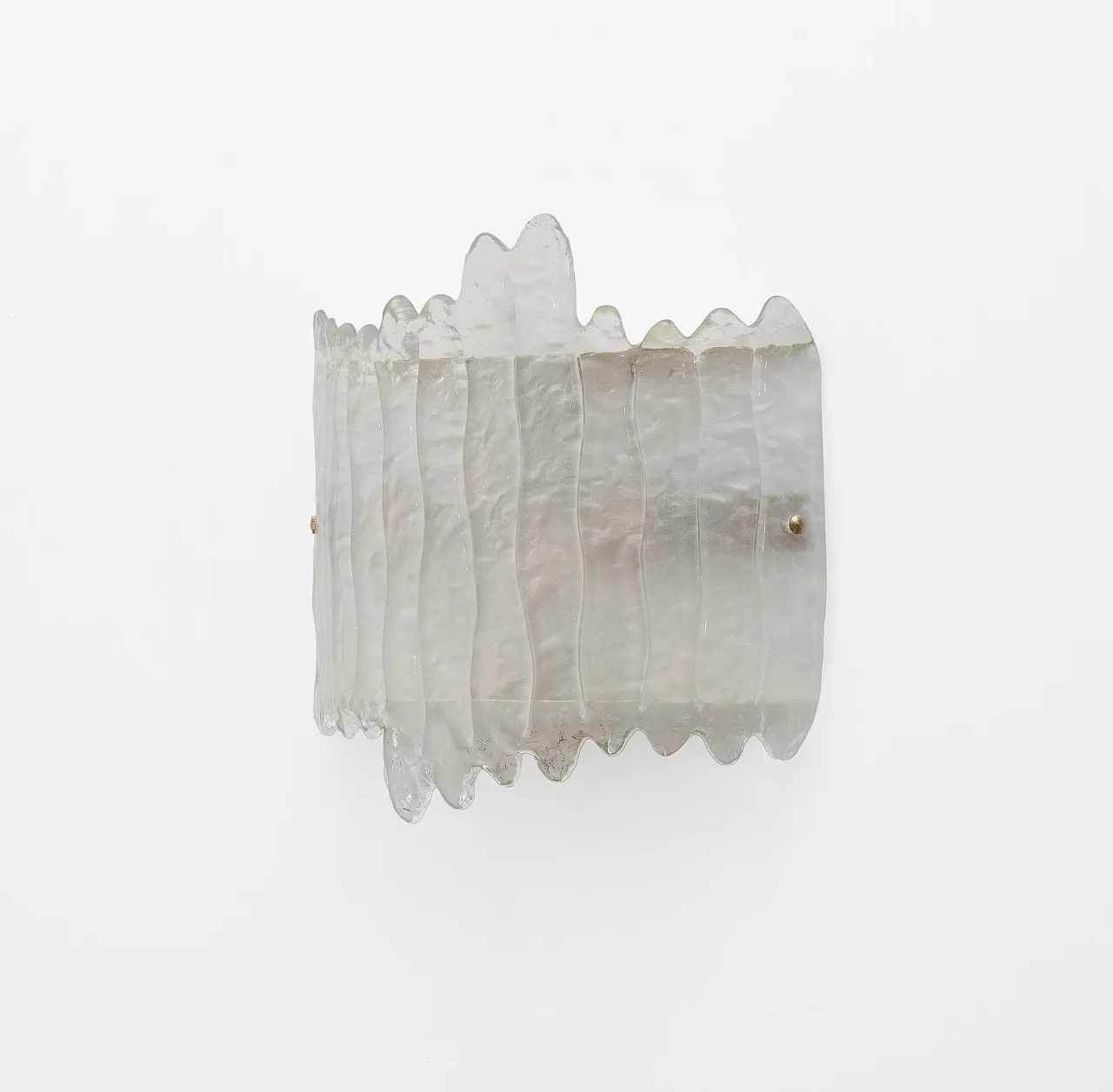 Pair of Murano glass and brass glacier wall sconces, 20th century 3