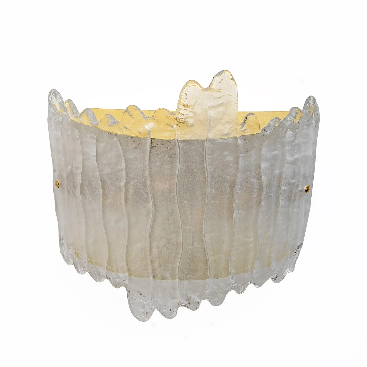 Pair of Murano glass and brass glacier wall sconces, 20th century 6
