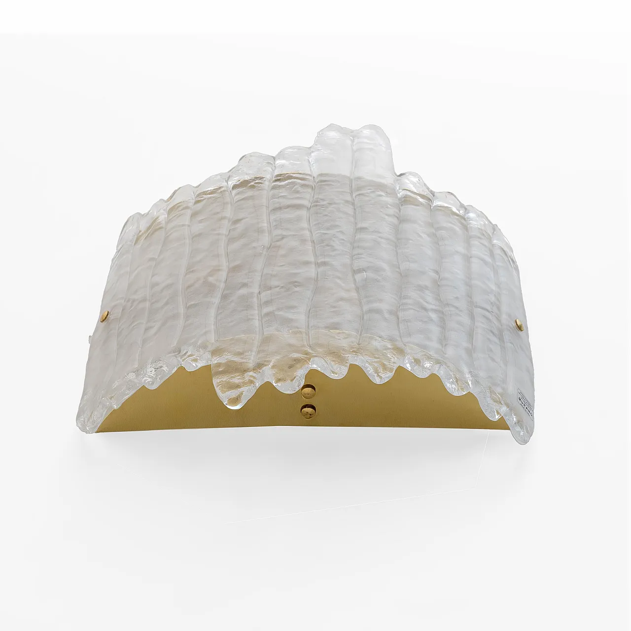 Pair of Murano glass and brass glacier wall sconces, 20th century 7