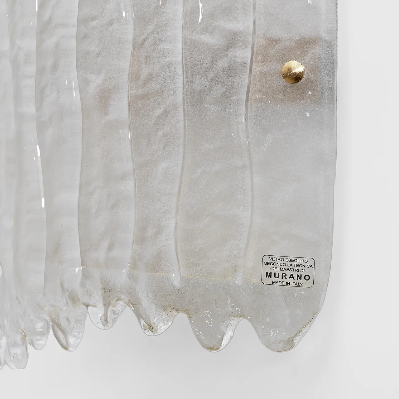 Pair of Murano glass and brass glacier wall sconces, 20th century 9