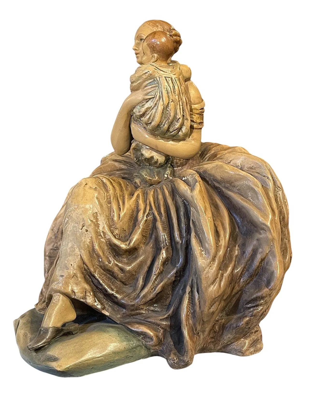 Mother with child by Guido Cacciapuoti in ceramic, 20th century 3