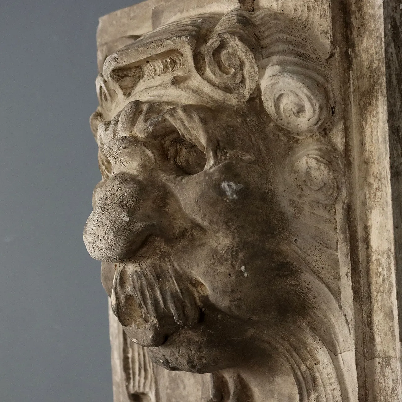 Plaster tile depicting a ferine mask, 19th century 4