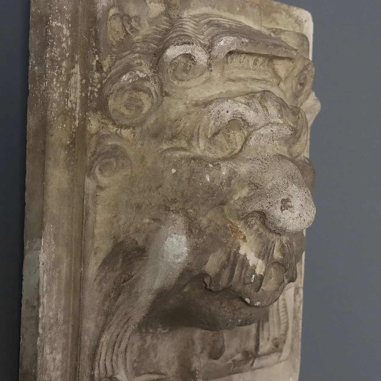 Plaster tile depicting a ferine mask, 19th century 5