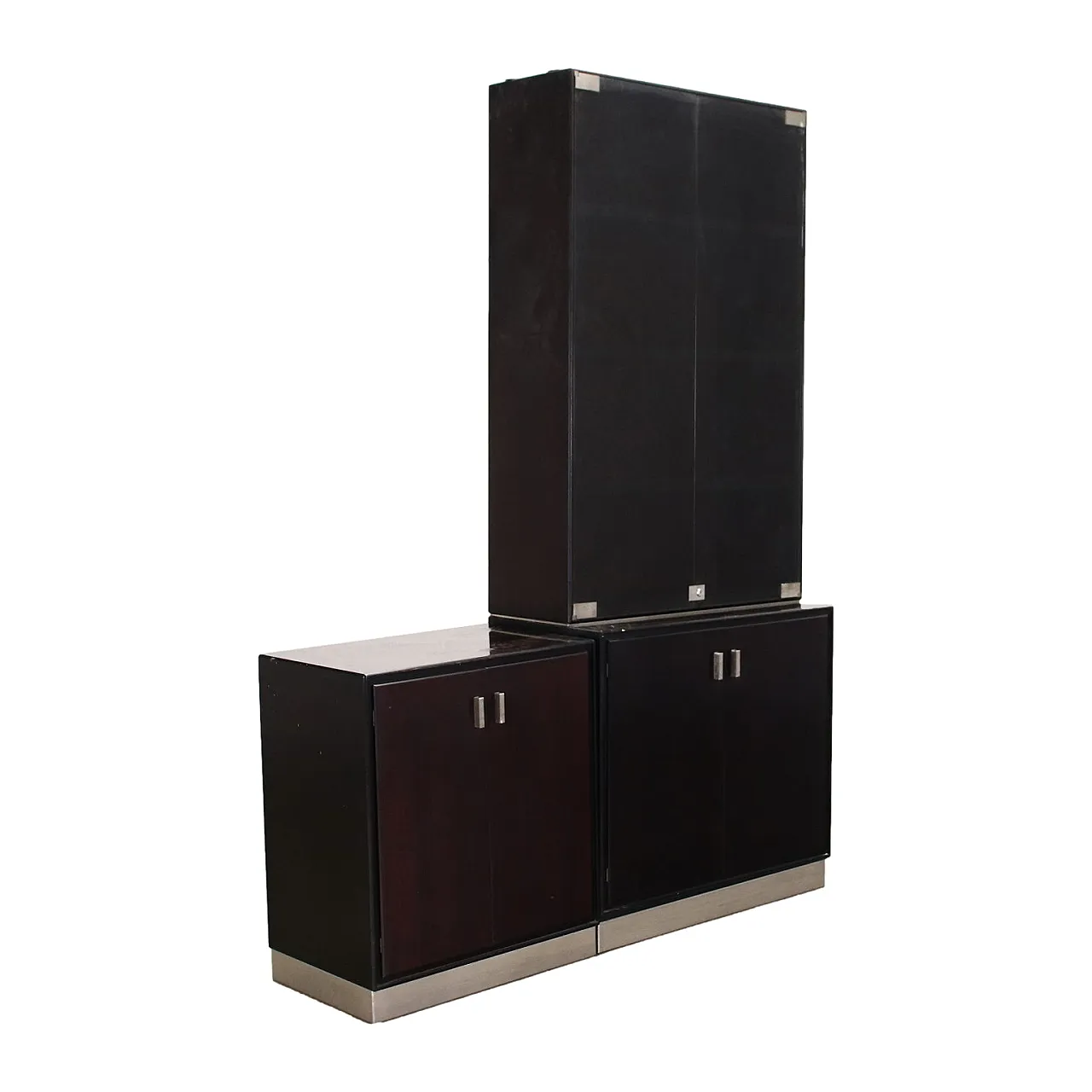 Mobili modulari in vetro e palissandro di Formanova, anni '70 1