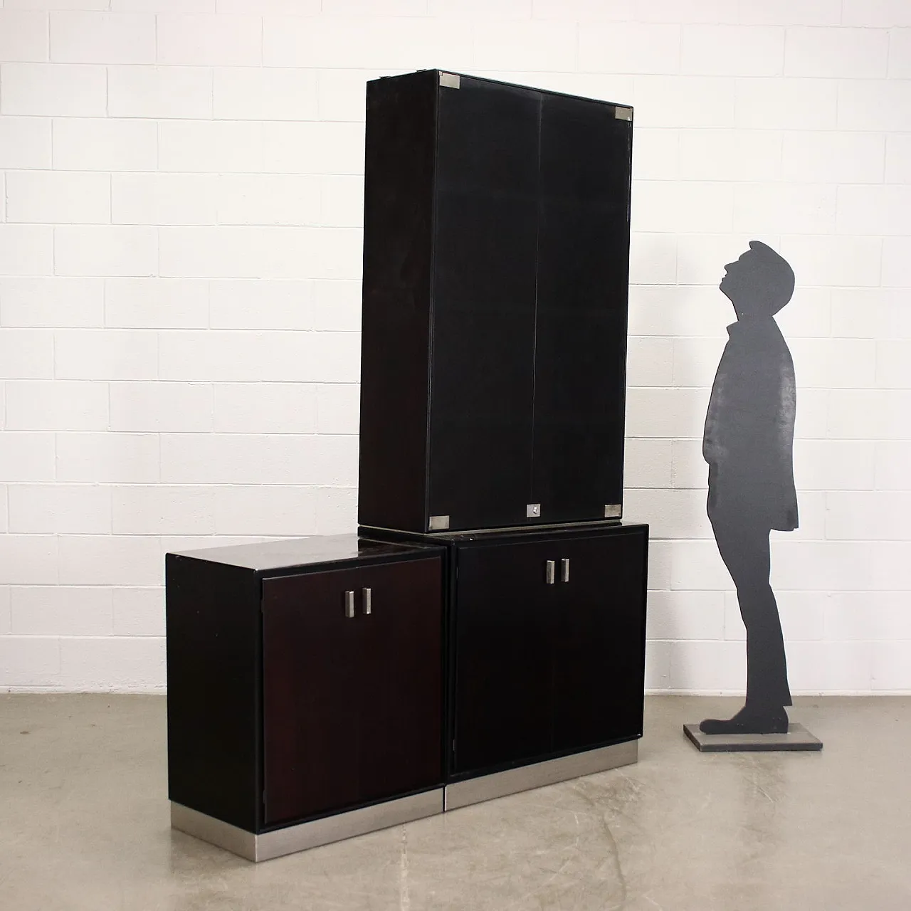 Mobili modulari in vetro e palissandro di Formanova, anni '70 2