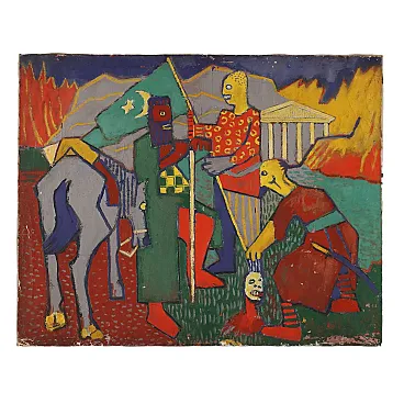 Dipinto di ORAZI, olio su tela, anni '50