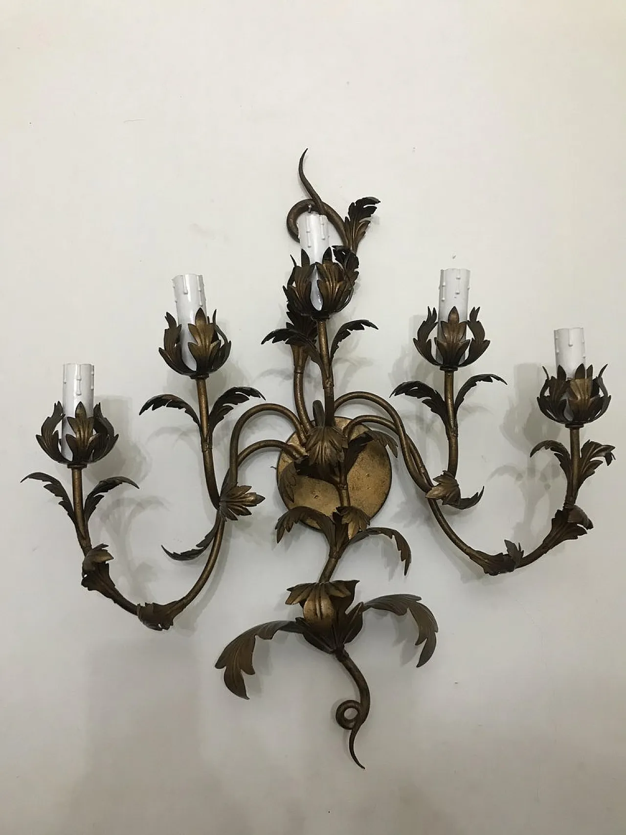 Coppia di applique in ferro battuto, anni '50 1