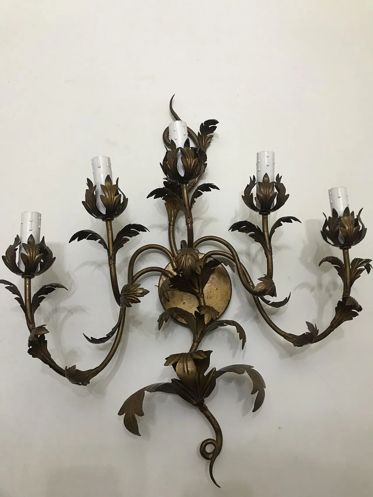 Coppia di applique in ferro battuto, anni '50 2