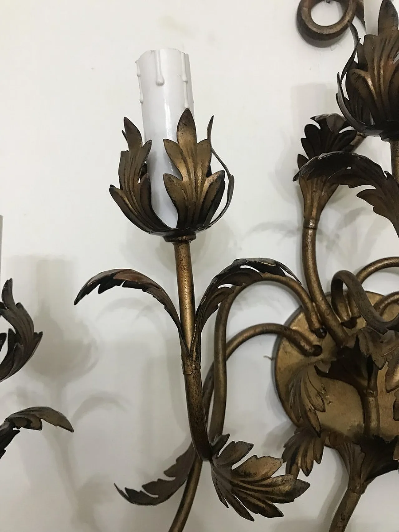 Coppia di applique in ferro battuto, anni '50 3