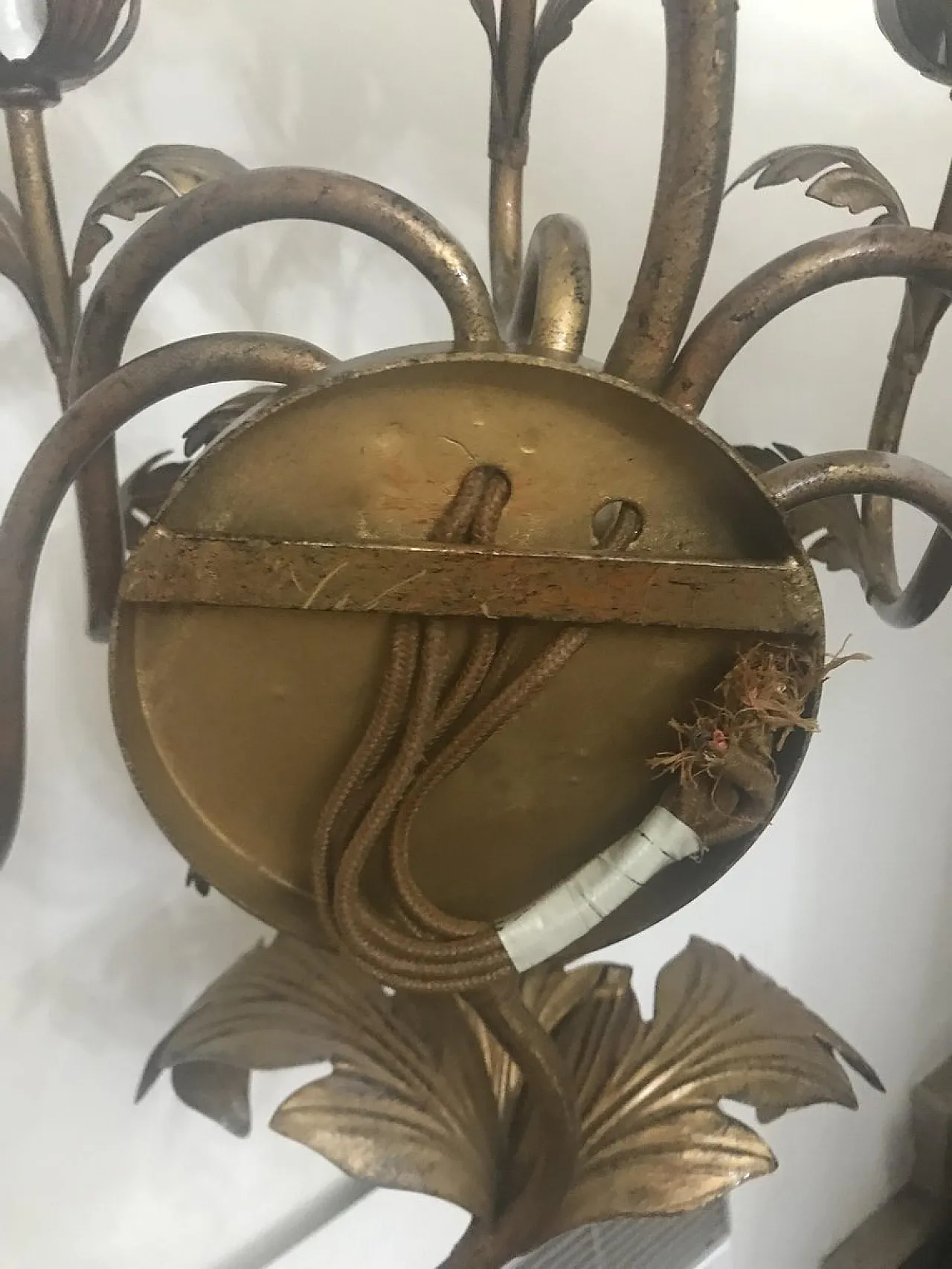 Coppia di applique in ferro battuto, anni '50 5