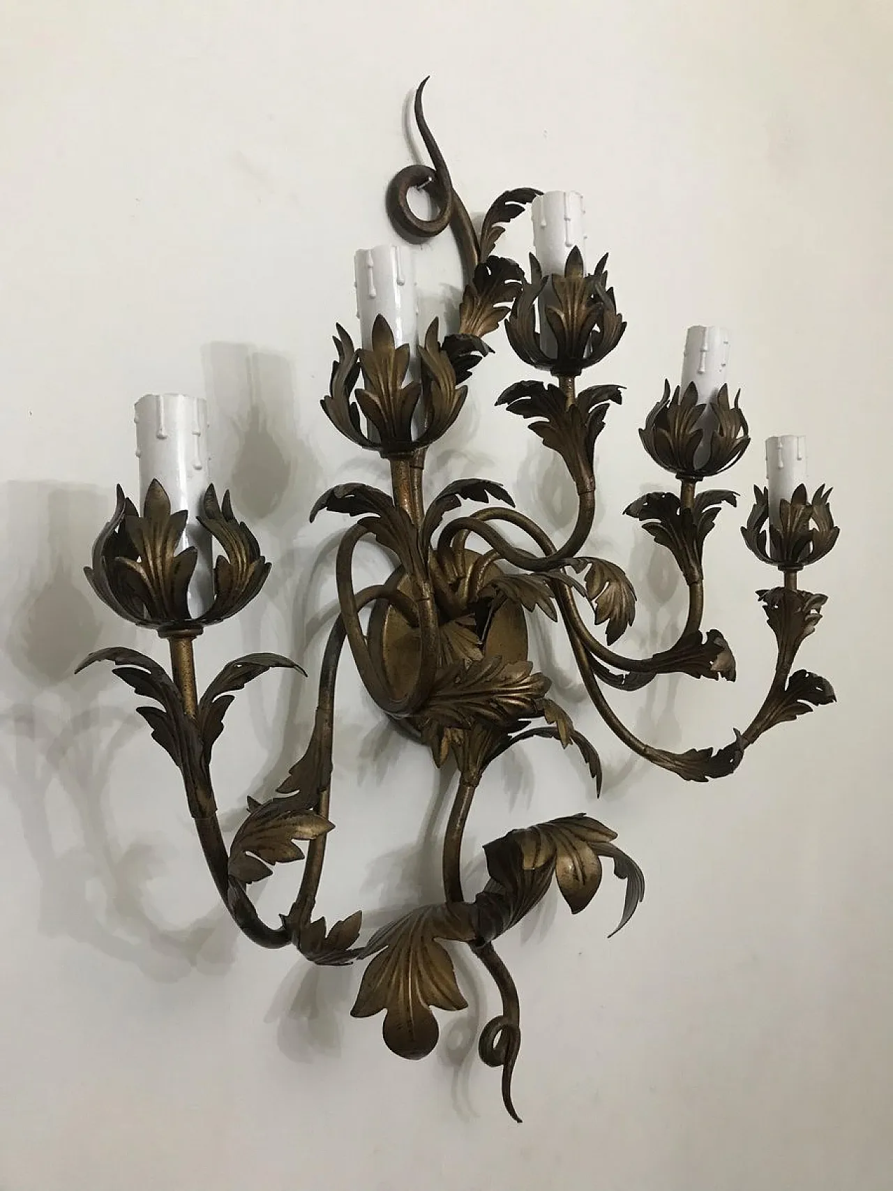 Coppia di applique in ferro battuto, anni '50 8