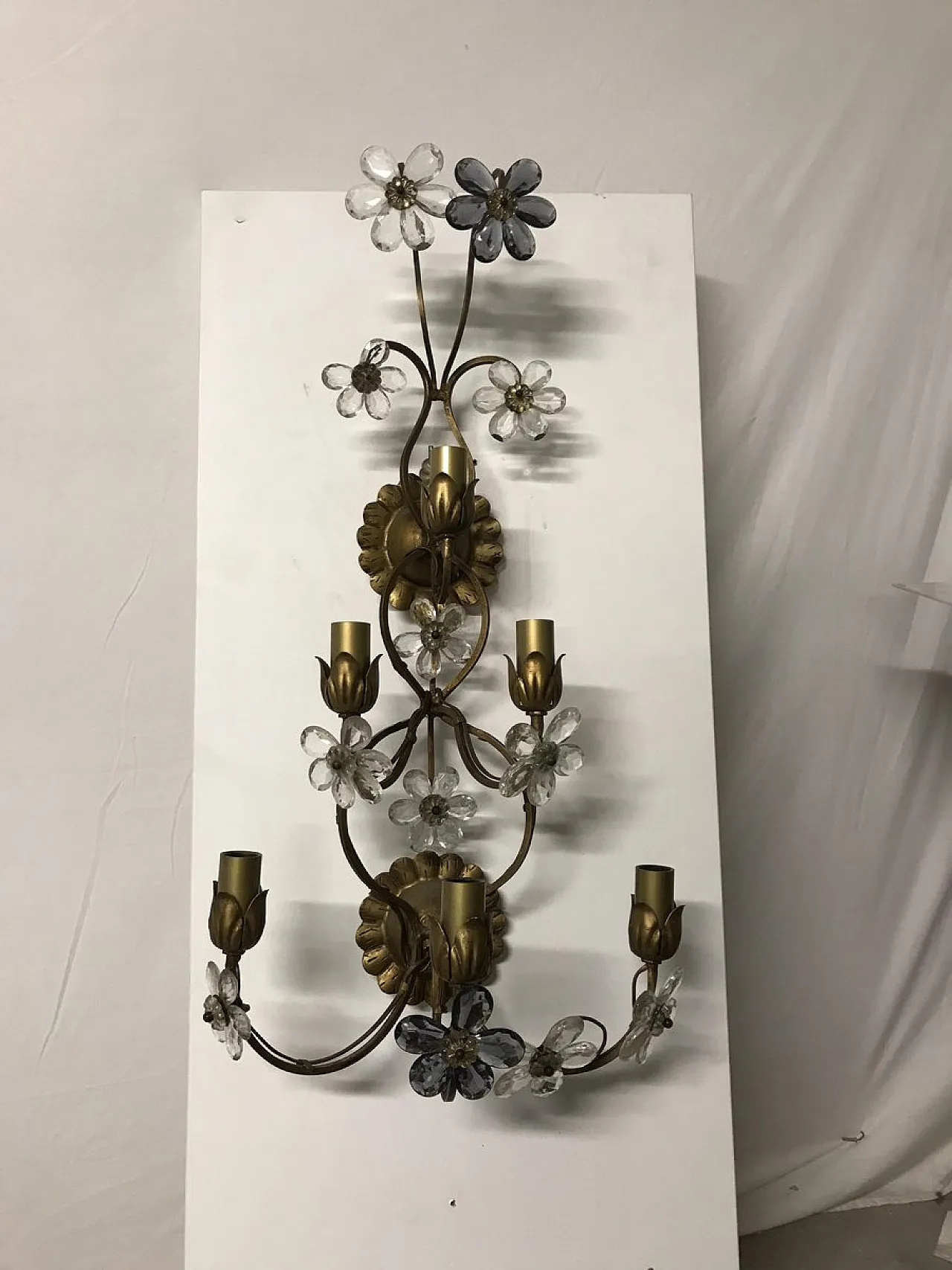 Wall lamp with Murano glass flowers, Italy, 70s 1