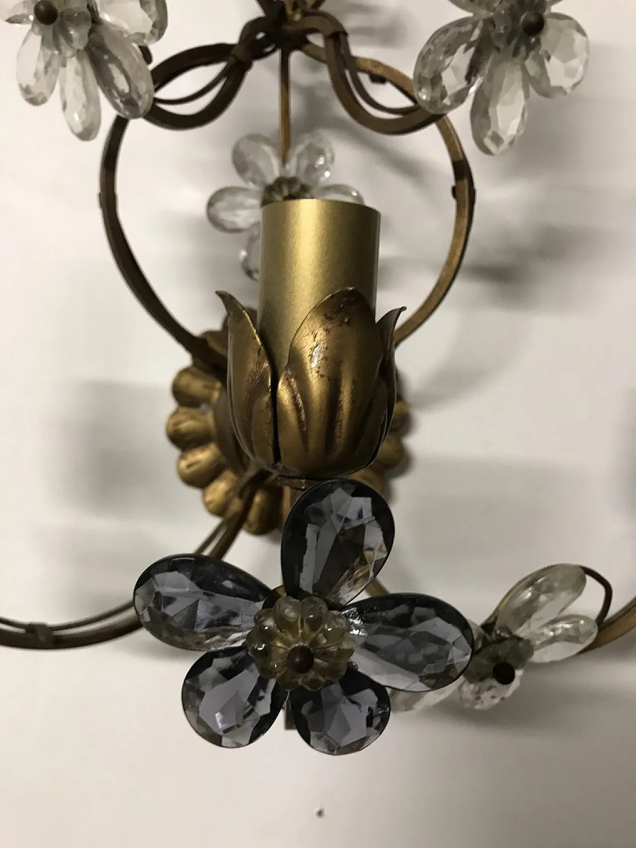 Wall lamp with Murano glass flowers, Italy, 70s 2