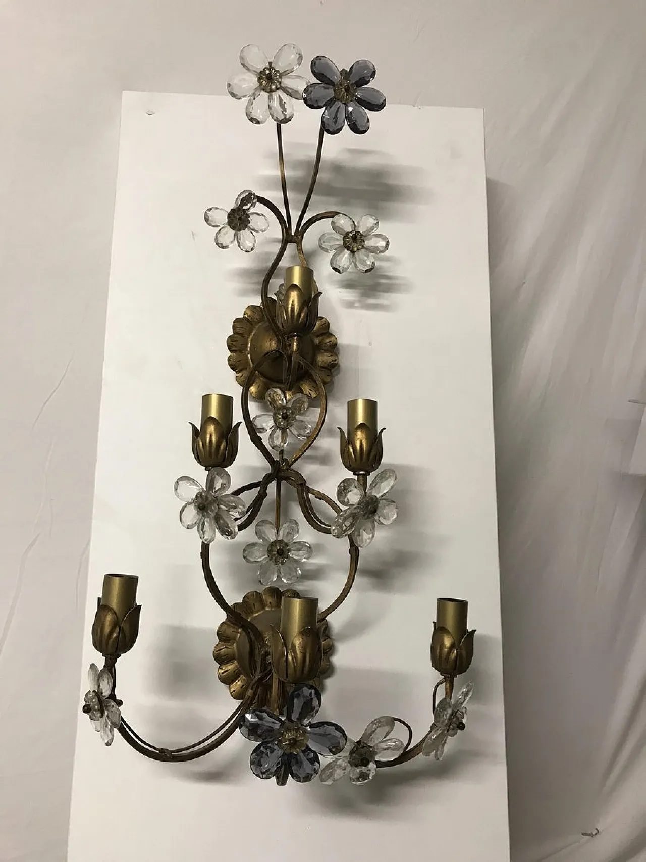 Wall lamp with Murano glass flowers, Italy, 70s 3
