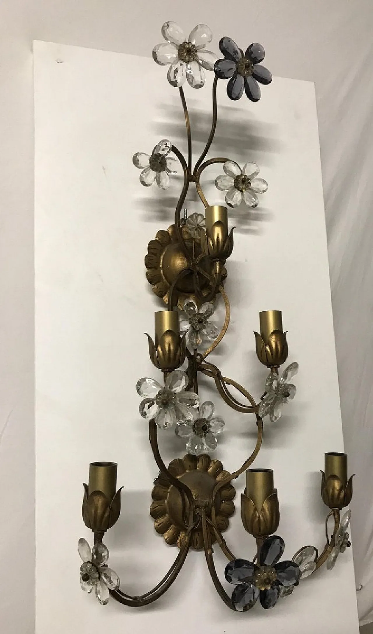 Wall lamp with Murano glass flowers, Italy, 70s 4