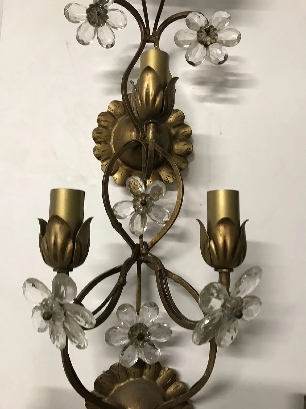 Wall lamp with Murano glass flowers, Italy, 70s 5