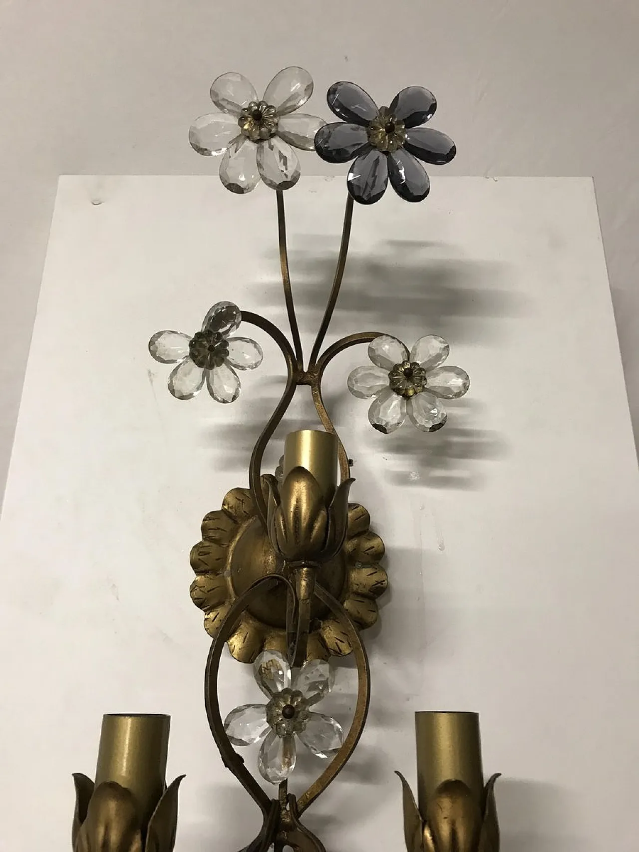 Wall lamp with Murano glass flowers, Italy, 70s 6