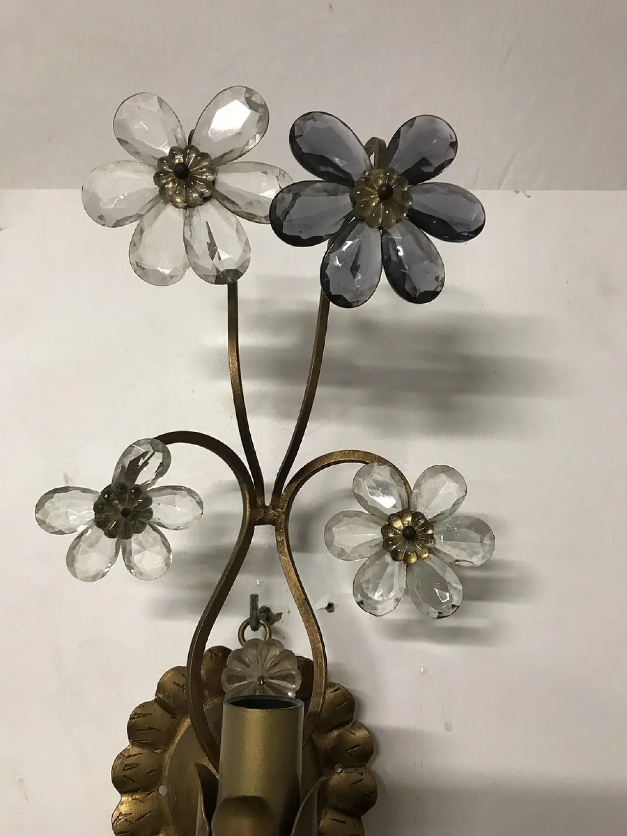 Wall lamp with Murano glass flowers, Italy, 70s 7
