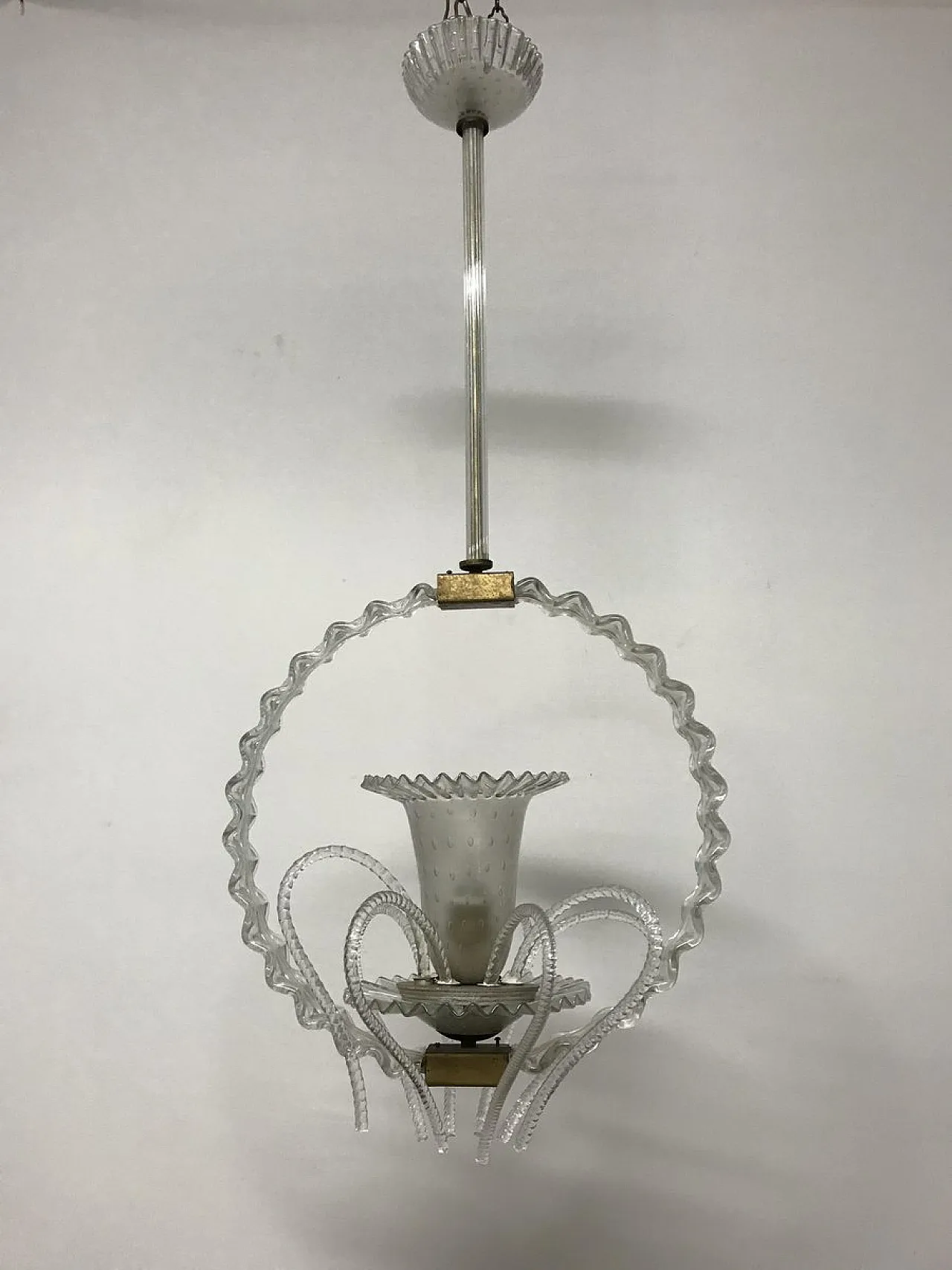 Lampada a sospensione in vetro di Murano di Barovier & Toso, anni '30 1