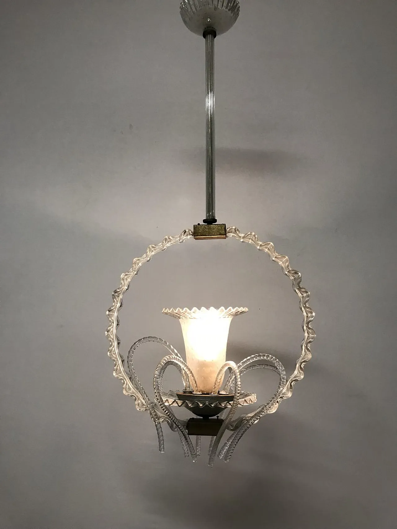 Lampada a sospensione in vetro di Murano di Barovier & Toso, anni '30 2
