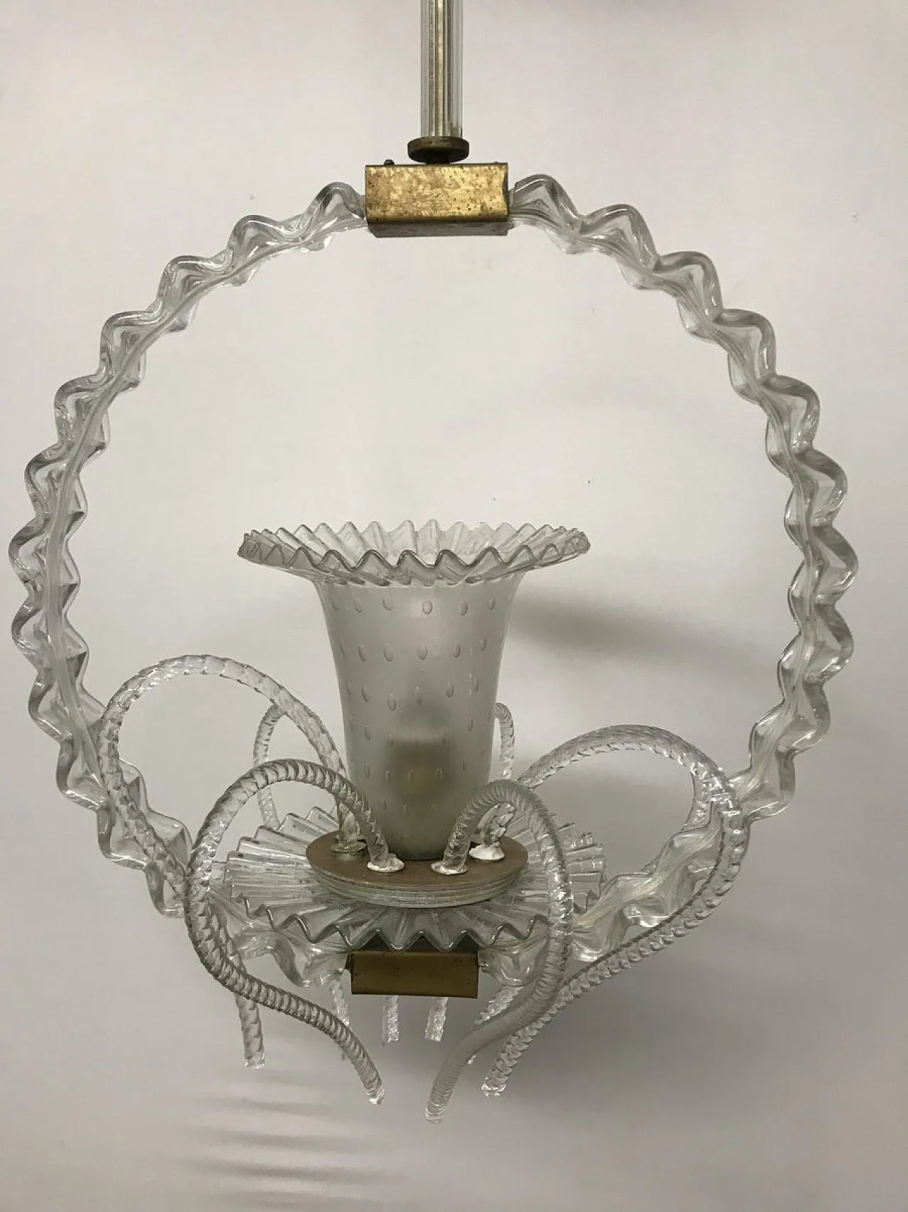 Lampada a sospensione in vetro di Murano di Barovier & Toso, anni '30 3