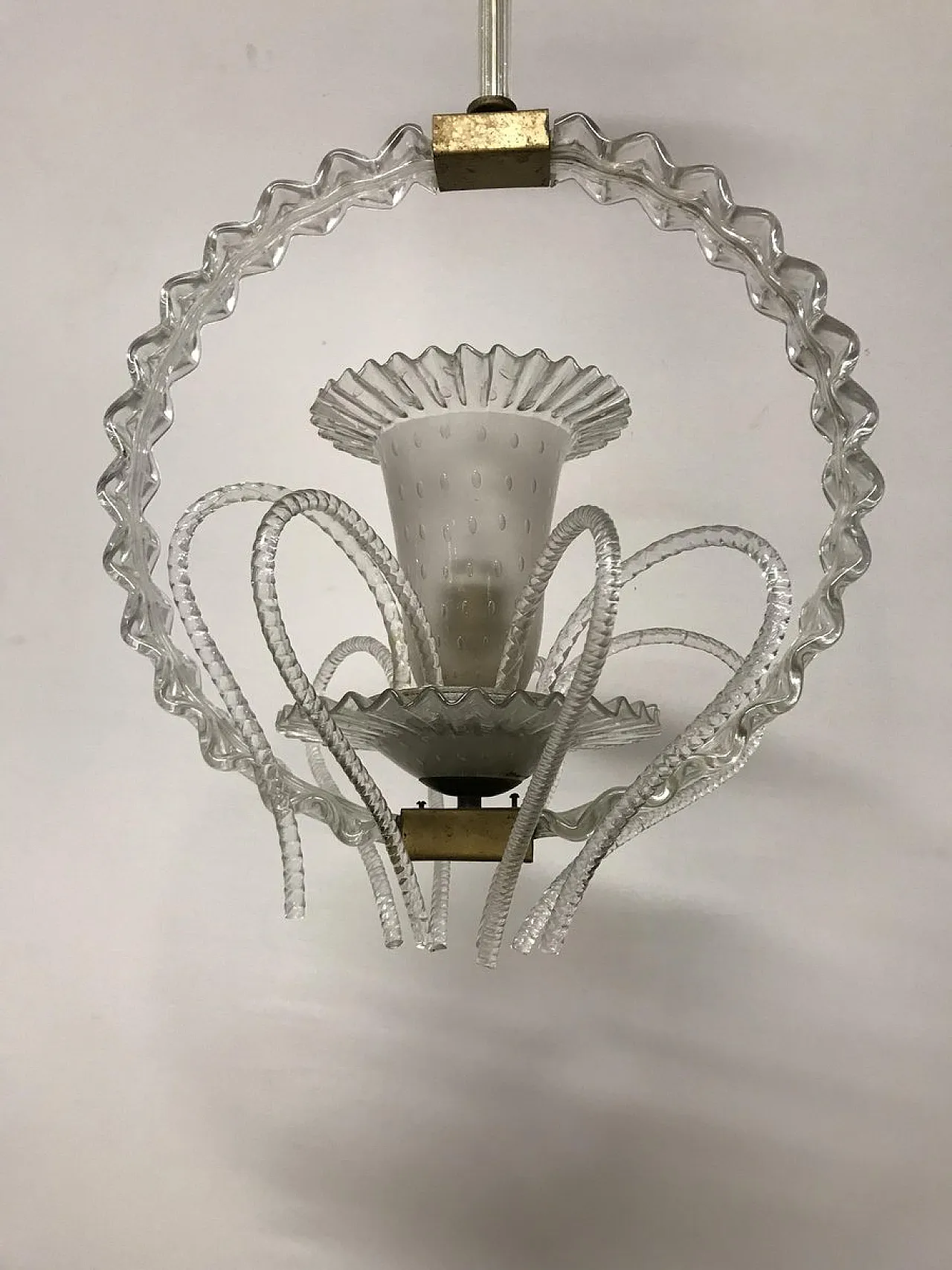 Lampada a sospensione in vetro di Murano di Barovier & Toso, anni '30 5