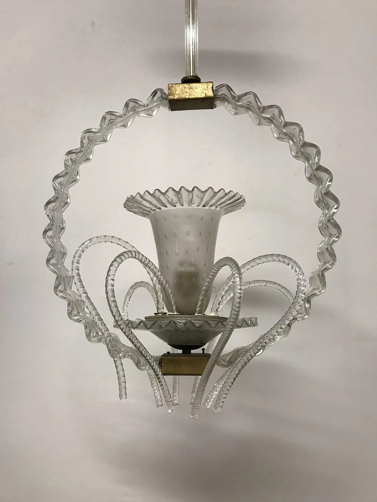 Lampada a sospensione in vetro di Murano di Barovier & Toso, anni '30 6