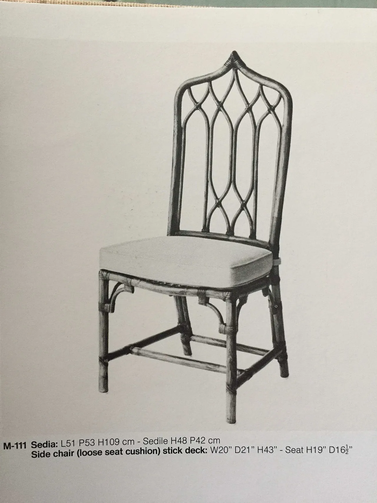 8 chairs by McGuire USA in rattan and parchment leather, 90s 6