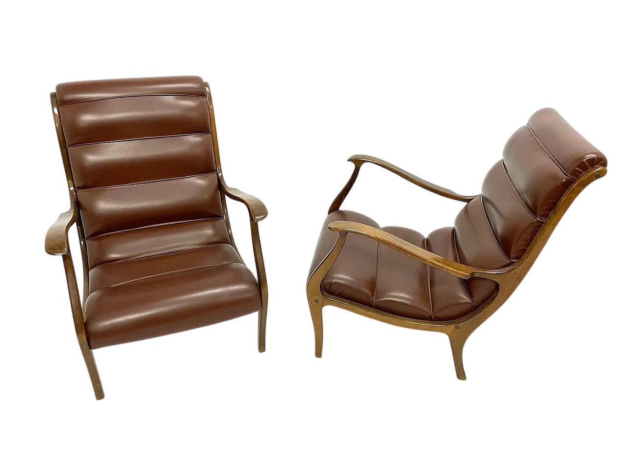 Living room chairs with ribbed backrest by Ezio Longhi for ELAM, 70s 8