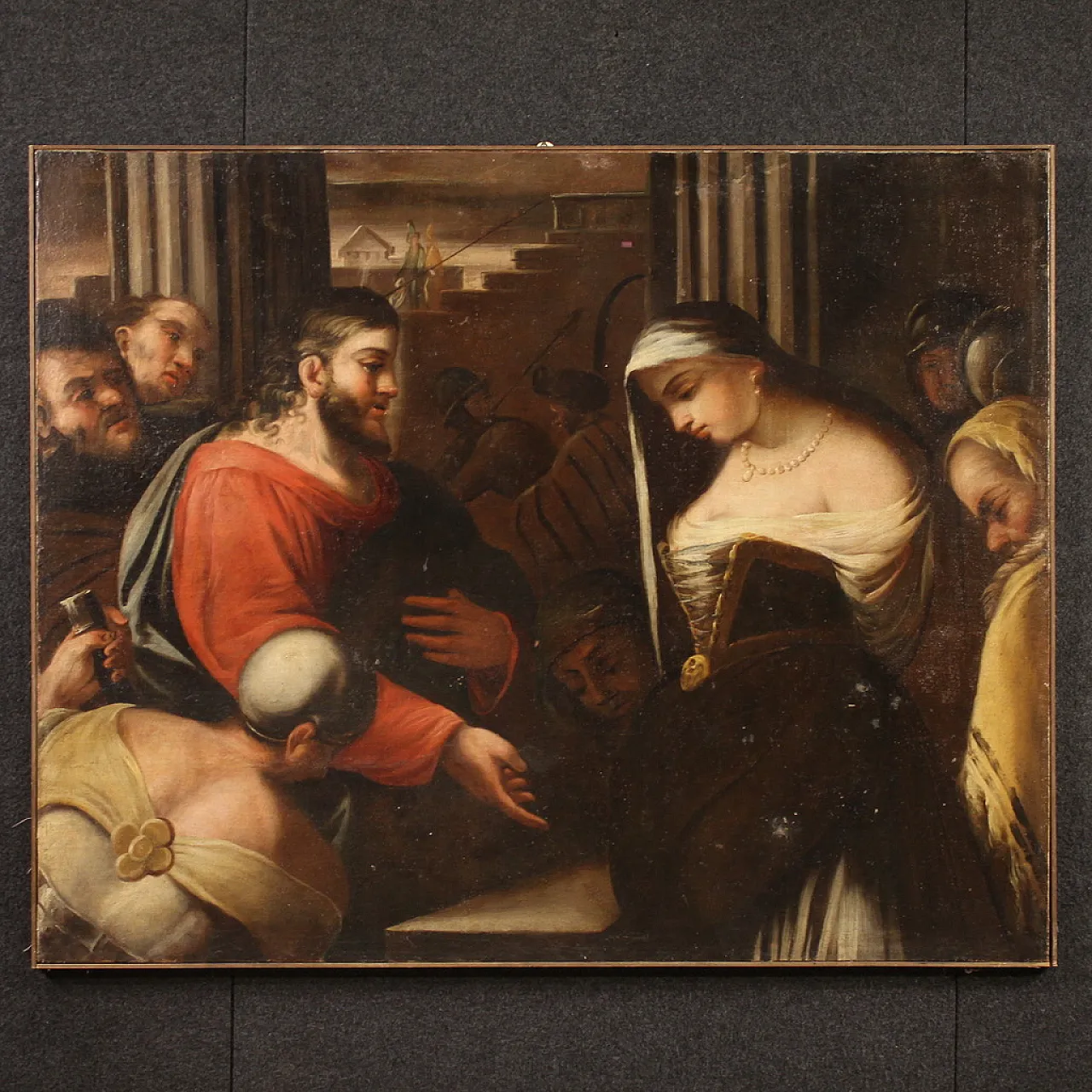 Italian painting Christ and the Adulteress,  18th century 1