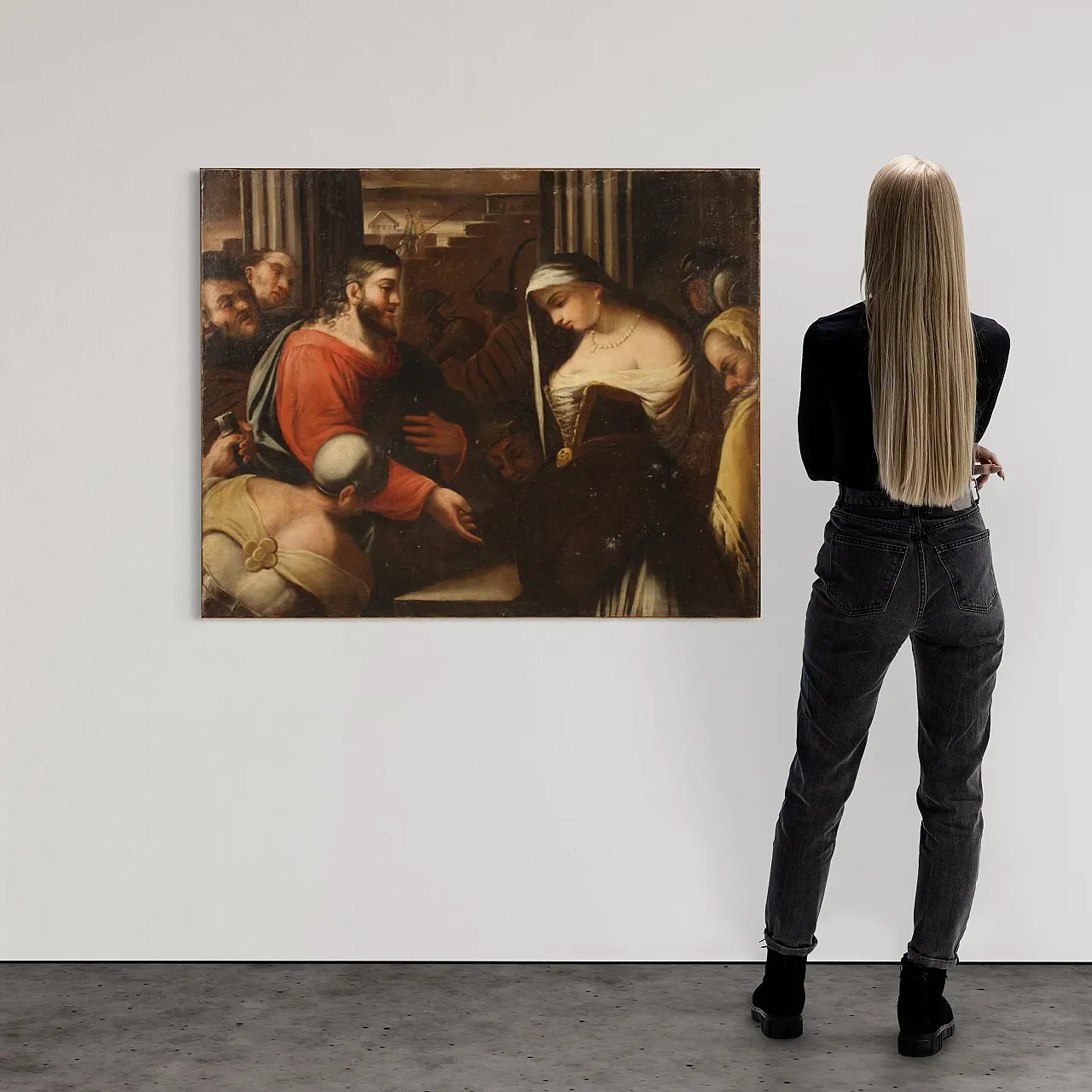 Italian painting Christ and the Adulteress,  18th century 3