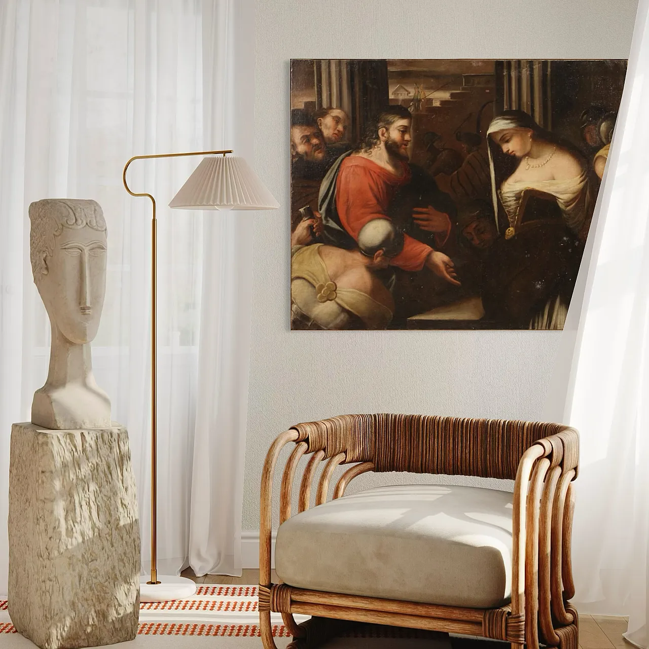 Italian painting Christ and the Adulteress,  18th century 13