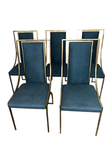 4 sedie celesti in ottone, anni '70