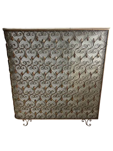 Copri termosifone in ferro battuto dorato, anni '70