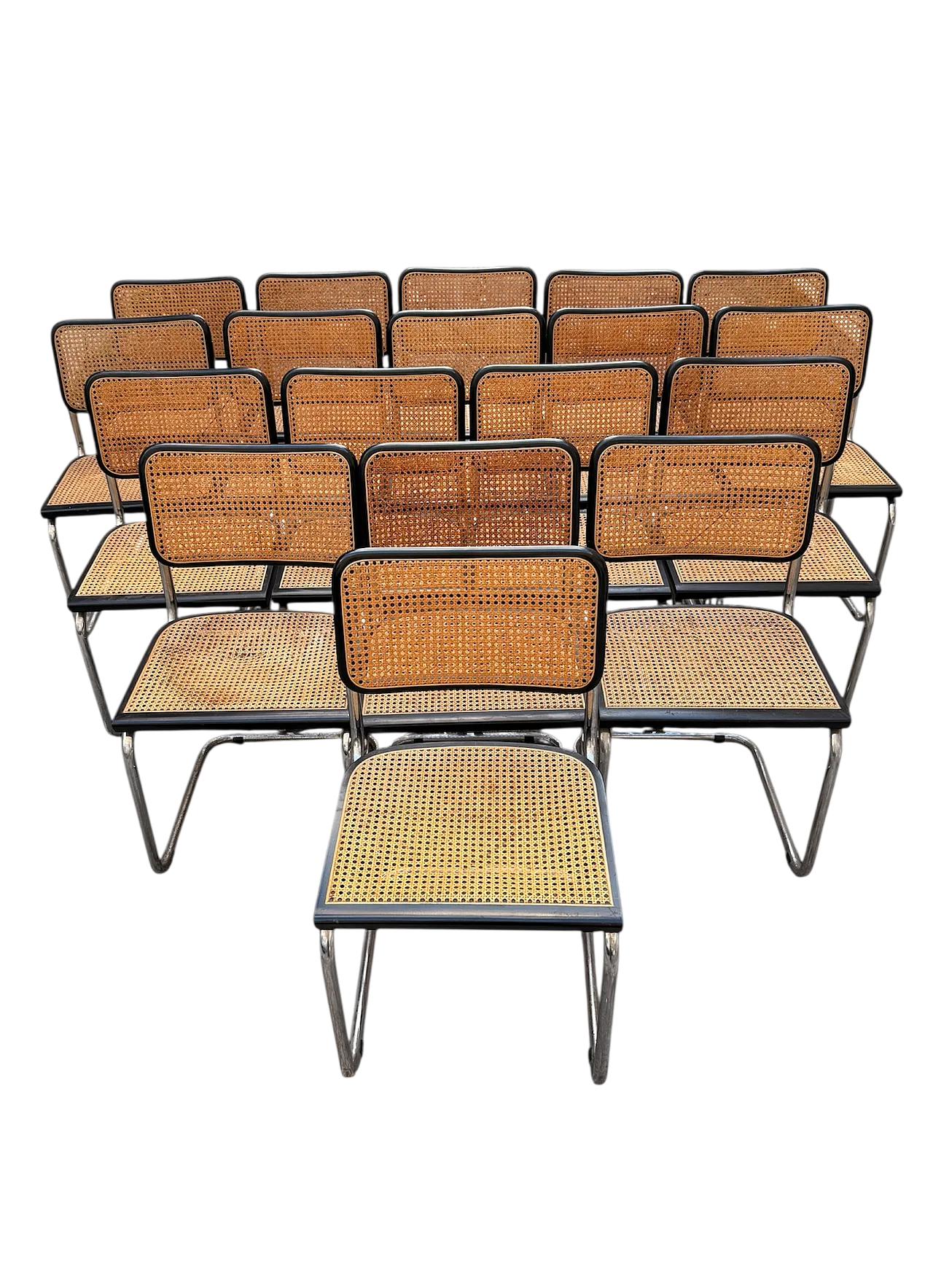 18 sedie Cesca di Gavina nere in paglia di Vienna, anni '70 17