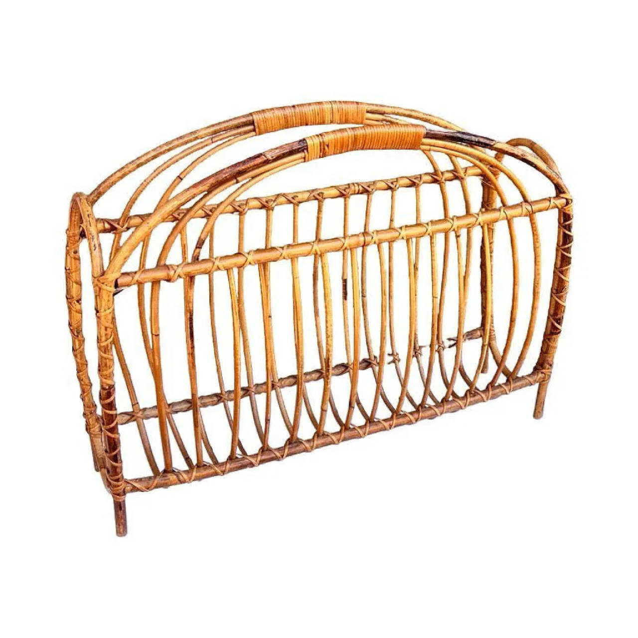 Wicker newspaper rack, 1970s 1