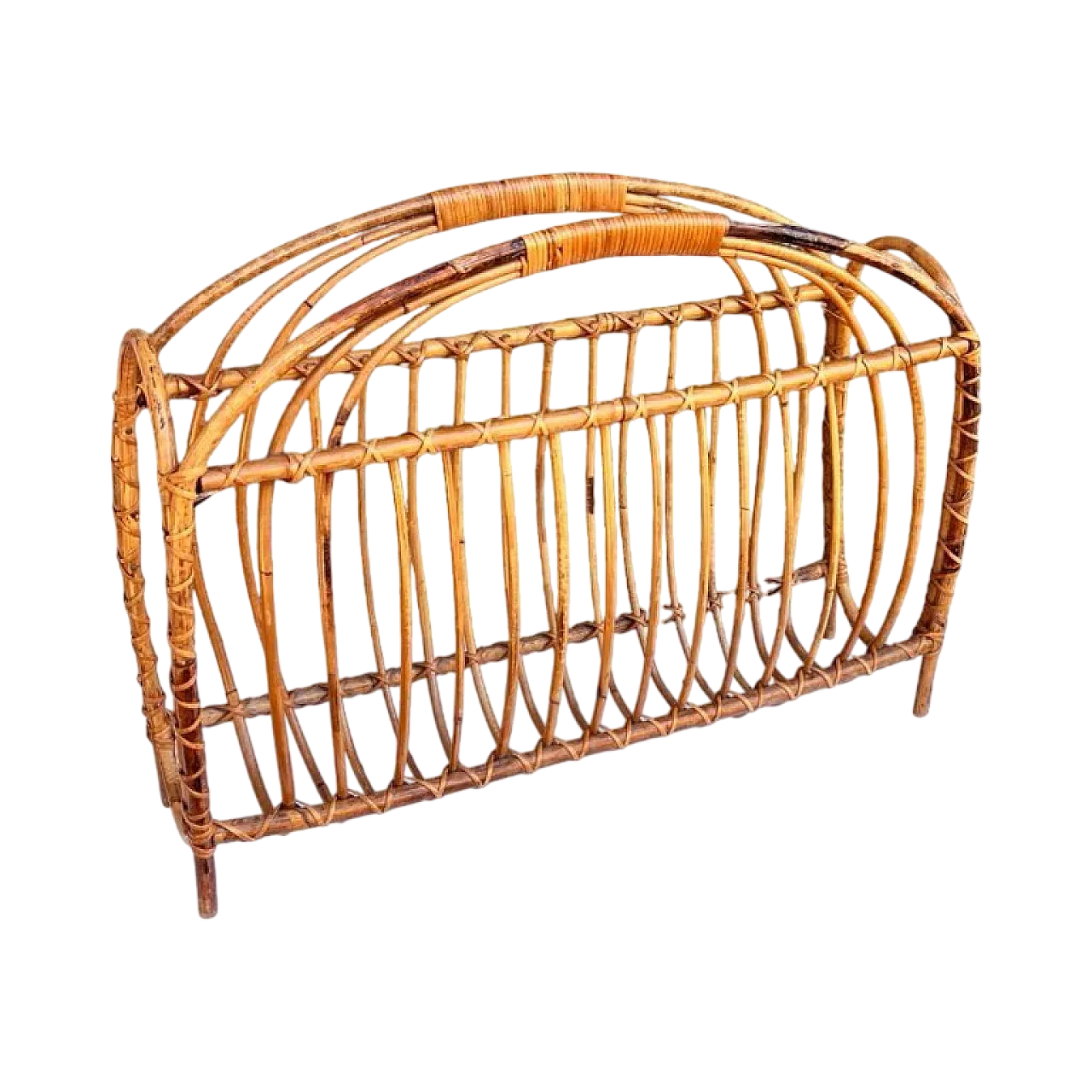 Wicker newspaper rack, 1970s 8
