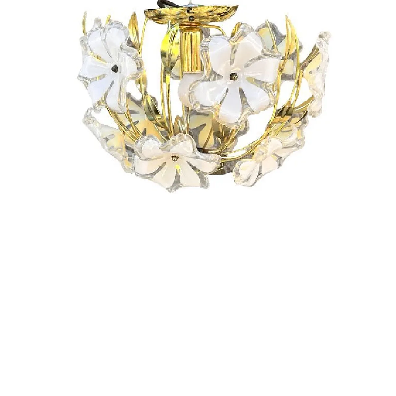 Lampada da soffitto floreale Hollywood Regency, anni '80 1