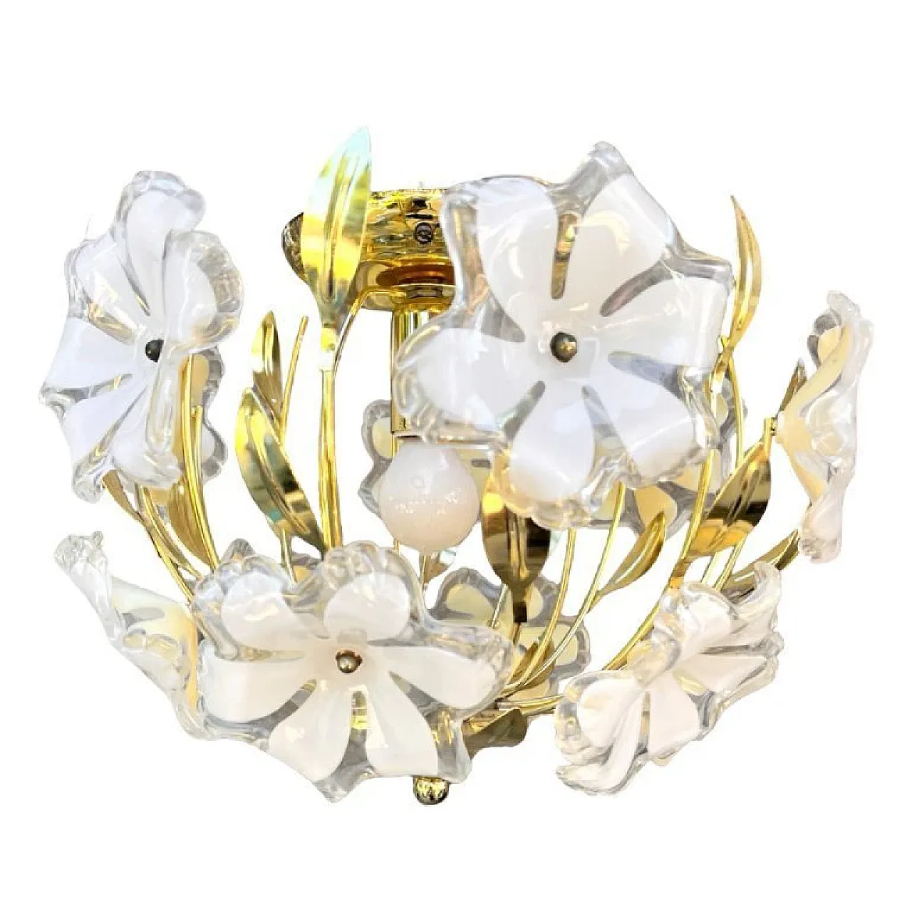 Lampada da soffitto floreale Hollywood Regency, anni '80 2