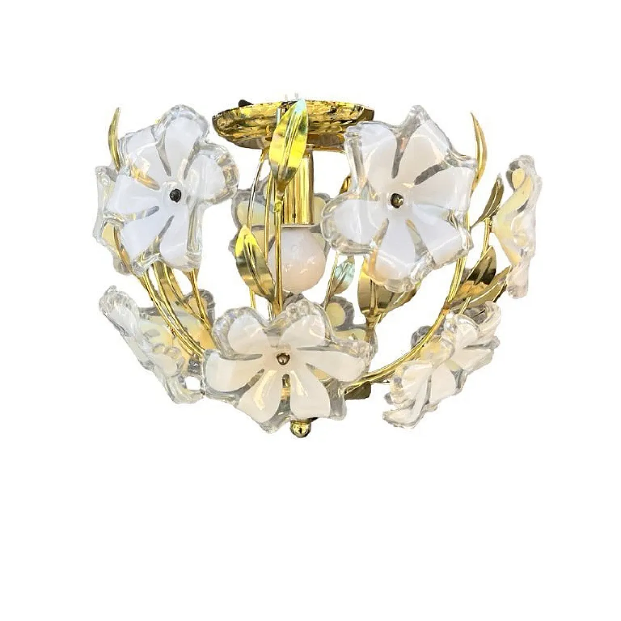 Lampada da soffitto floreale Hollywood Regency, anni '80 4