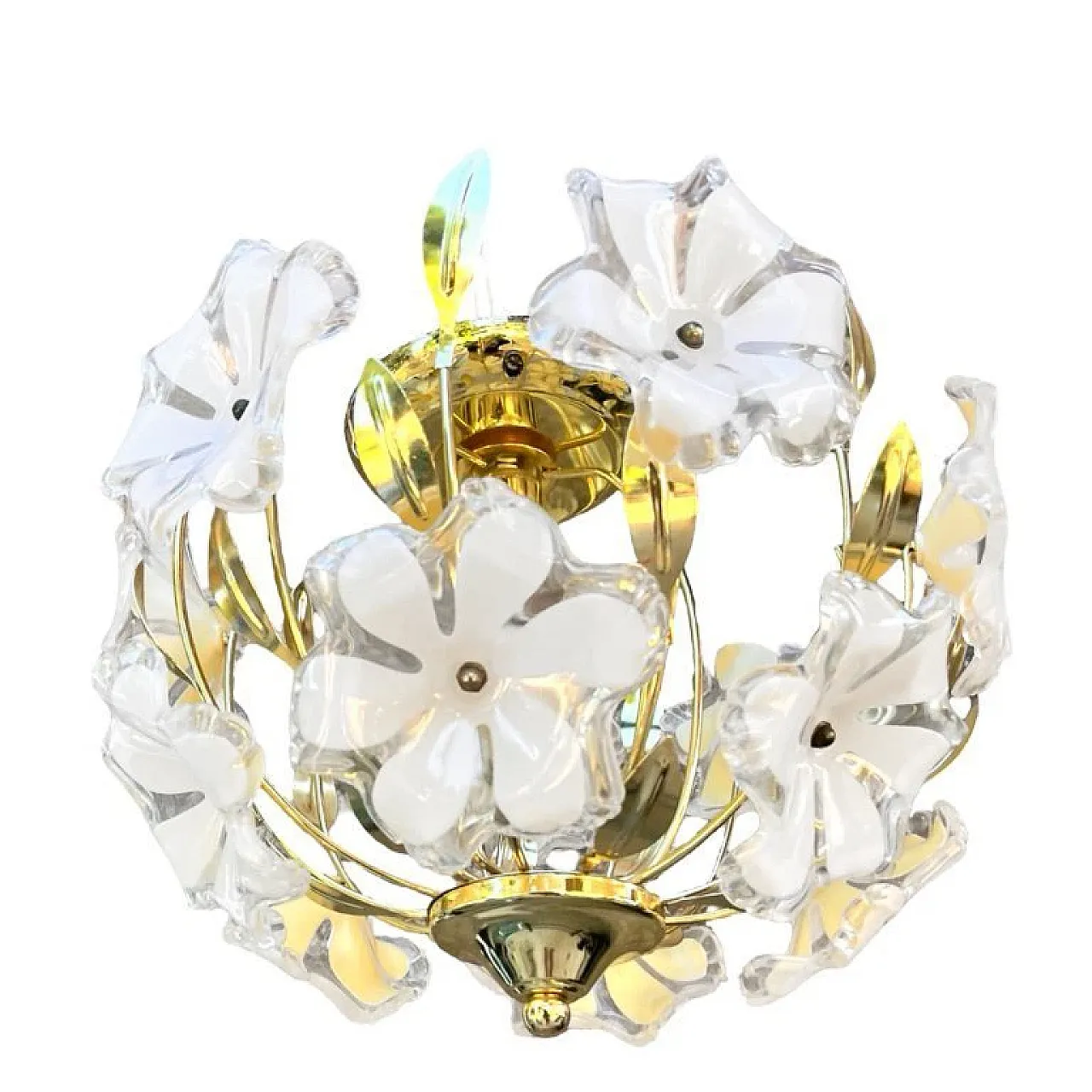 Lampada da soffitto floreale Hollywood Regency, anni '80 8