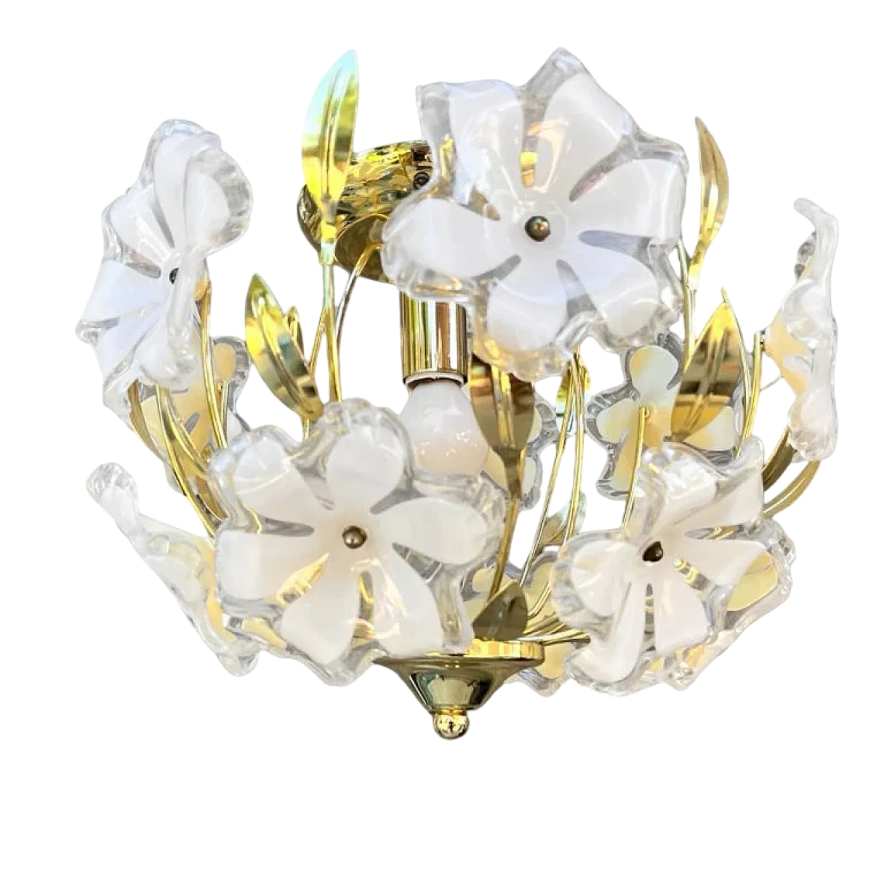 Lampada da soffitto floreale Hollywood Regency, anni '80 9