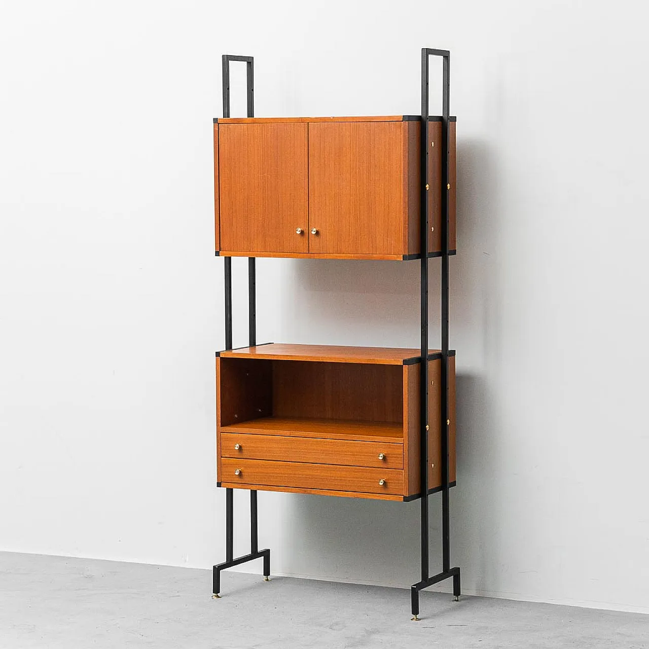 AV bookcase Teak and metal furnishings, 1960s 1