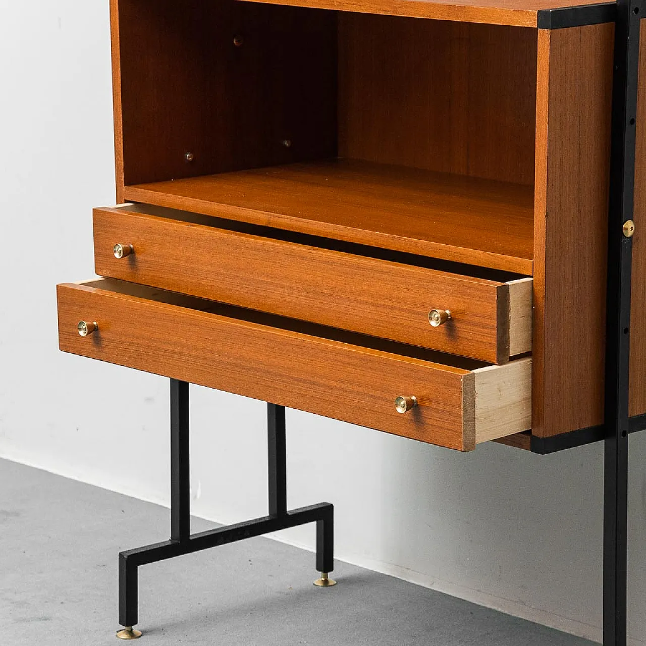 AV bookcase Teak and metal furnishings, 1960s 2