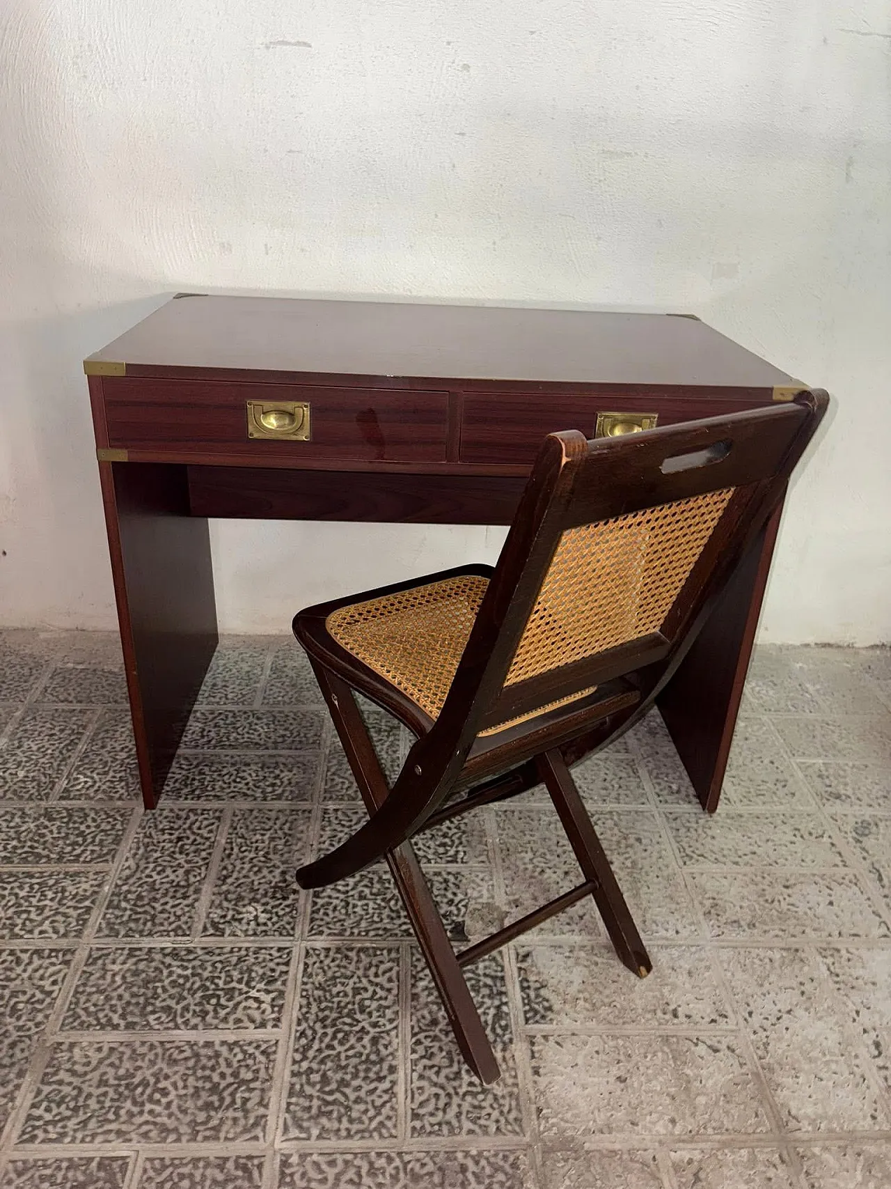 Desk with old navy chair, 60s 1